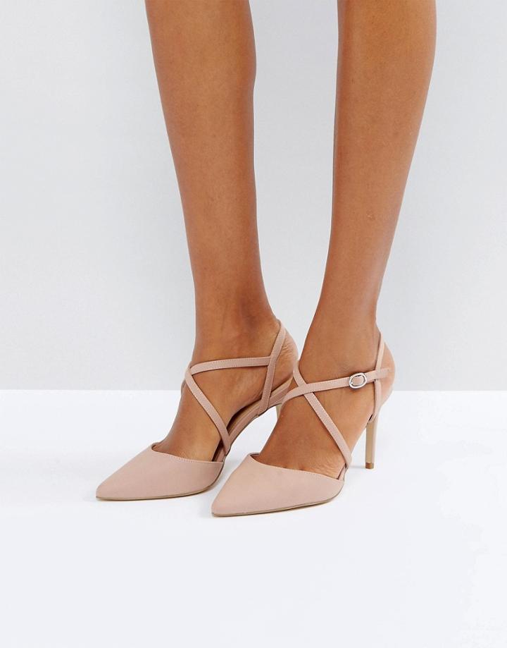 New Look Cross Strap Heeled Court Shoe - Pink