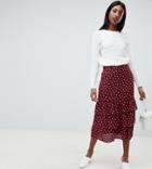 Fashion Union Tall Midi Skirt In Heart Print - Red