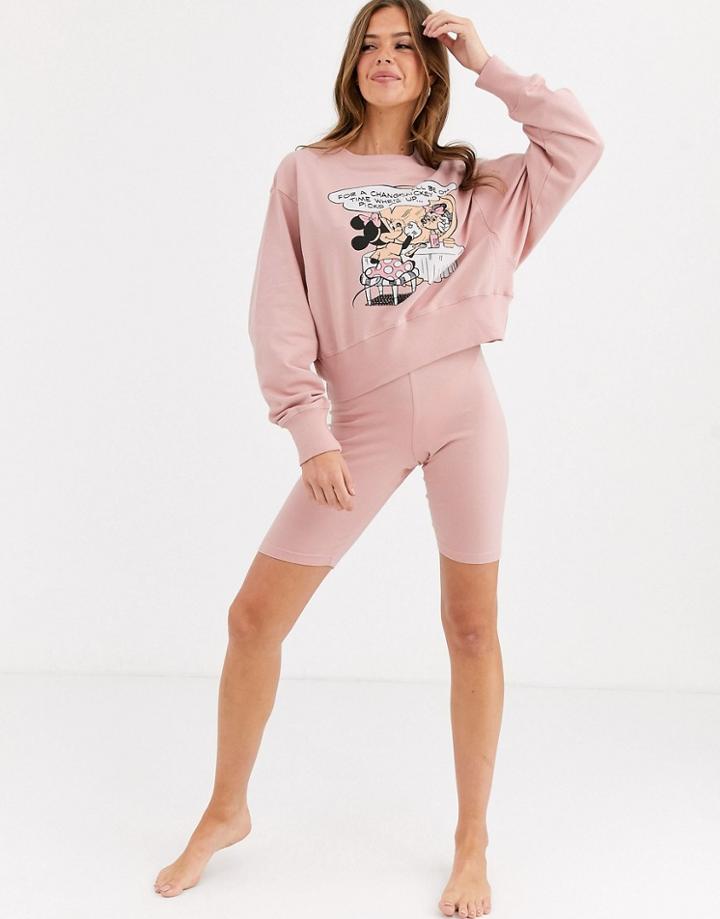 Asos Design Disney Mickey Mouse Lounge Sweater & Short Set