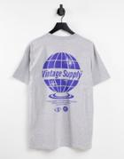 Vintage Supply Vs World Back Print T-shirt In Gray
