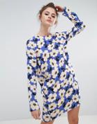 Sportmax Code Shift Dress In Bold Floral Print - Blue