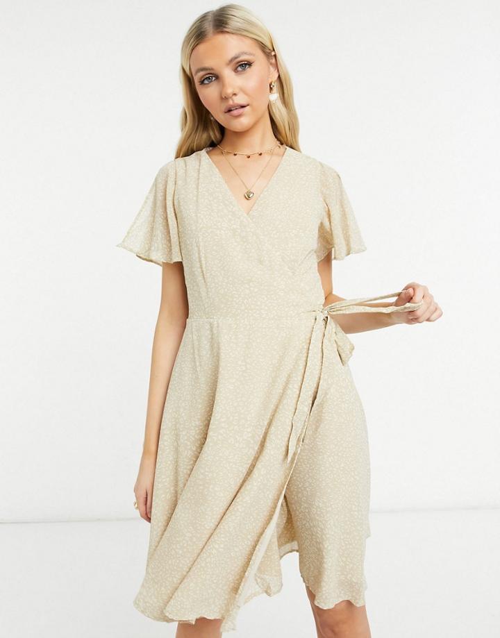 Gilli Wrap Front Mini Dress In Leopard Jacquard-brown