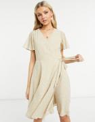 Gilli Wrap Front Mini Dress In Leopard Jacquard-brown