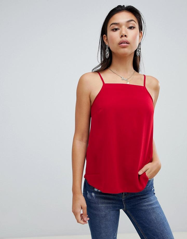 Asos Design Cami With Square Neck - Red