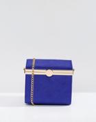 Asos 80s Boxy Frame Clutch Bag With Detachable Strap - Blue