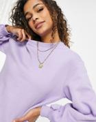 Threadbare Roman Oversized Raw Hem Sweatshirt In Dusty Lilac-purple