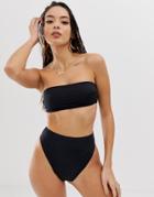 Asos Design Recycled Mix And Match Clean Bandeau Bikini Top - Black