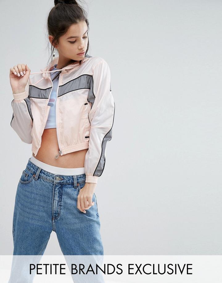 Fila Petite Cropped Hooded Jacket With Reflective Detail - Pink