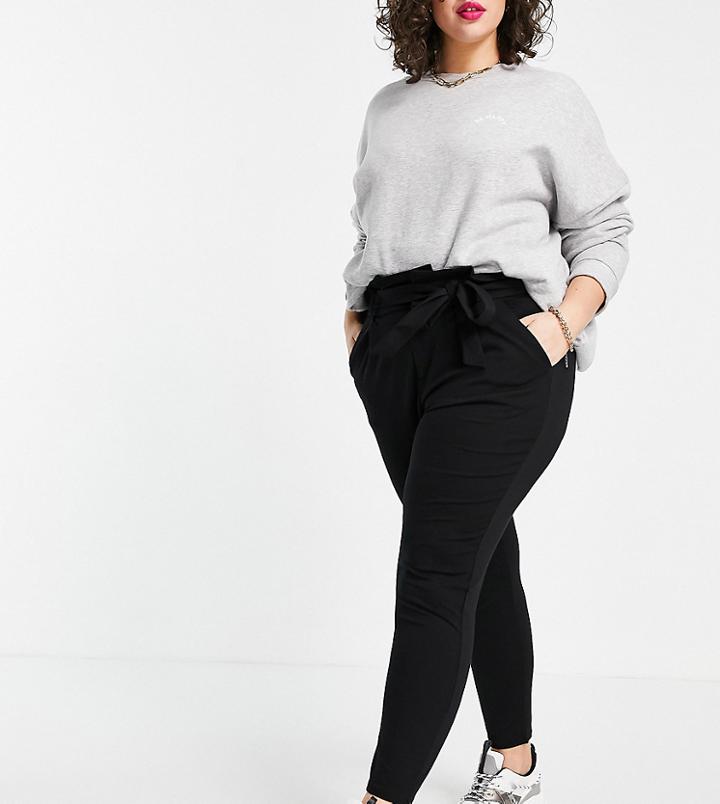 Vero Moda Curve Loose Paperbag Pants In Black