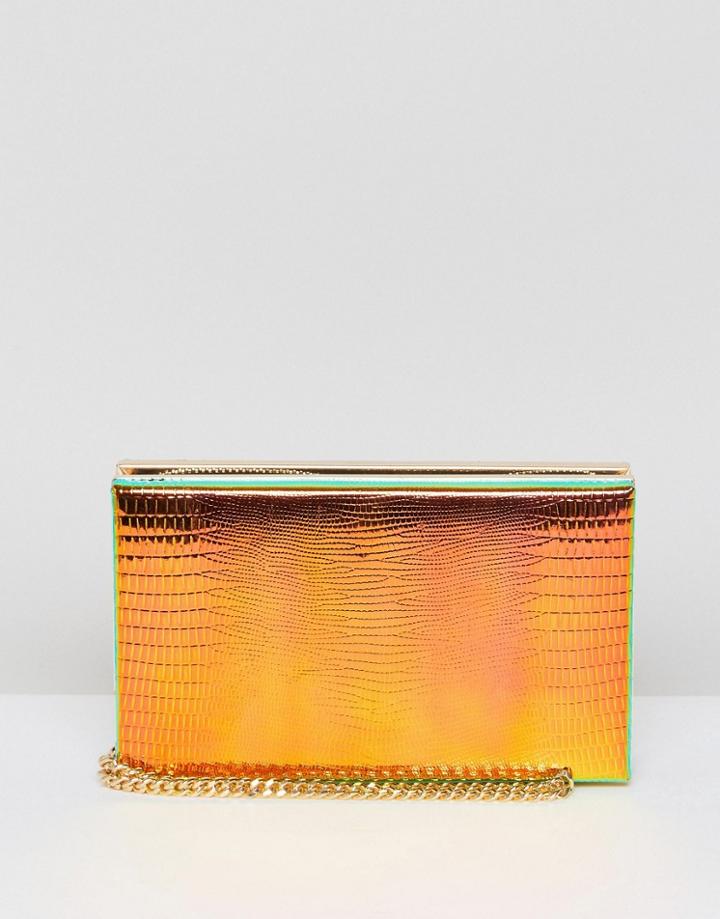 Asos Zip Around Hologram Box Clutch Bag - Multi