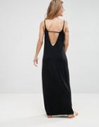 Asos Maxi Dress With V Back - Black