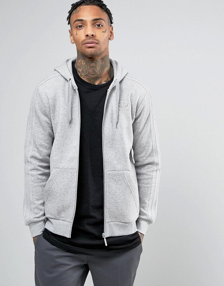 Adidas Originals Trefoil Series Full-zip Hoodie In Gray Bk5898 - Gray