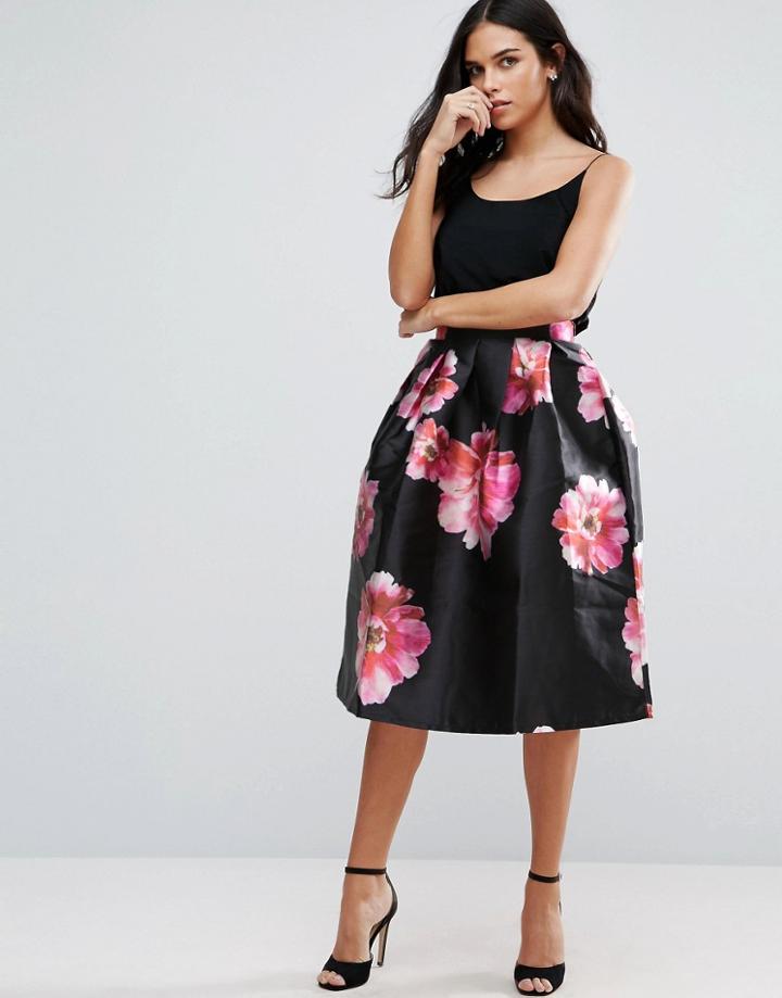 Jessica Wright Floral Prom Skirt - Black