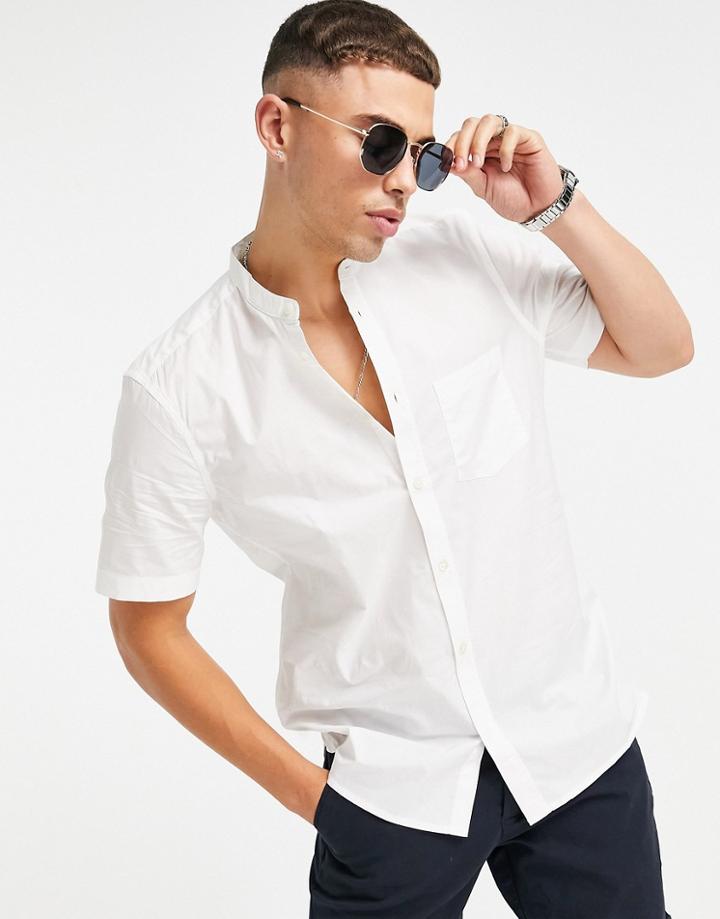French Connection Short Sleeve Henley Collar Shirt In White