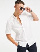French Connection Short Sleeve Henley Collar Shirt In White