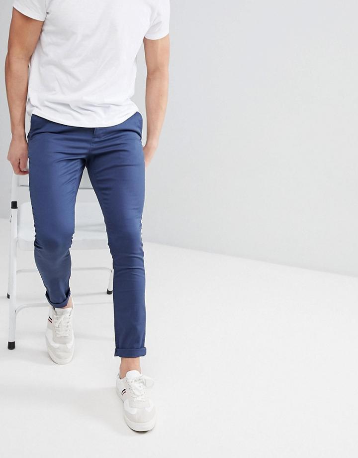 Asos Design Super Skinny Chinos In Midnight Blue - Navy