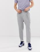 Bershka Carrot Fit Pants With Chain In Gray