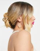 Asos Design Hair Claw In Metal And Milk Tort Design-multi