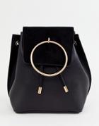 New Look Ring Detail Backpack In Black - Black