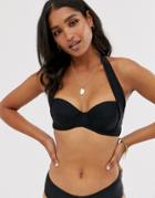 Unique21 Sweetherat Halterneck Cut Away Bikini Top-black