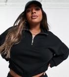 Cotton: On Curve Quarter Zip Sweatshirt In Black