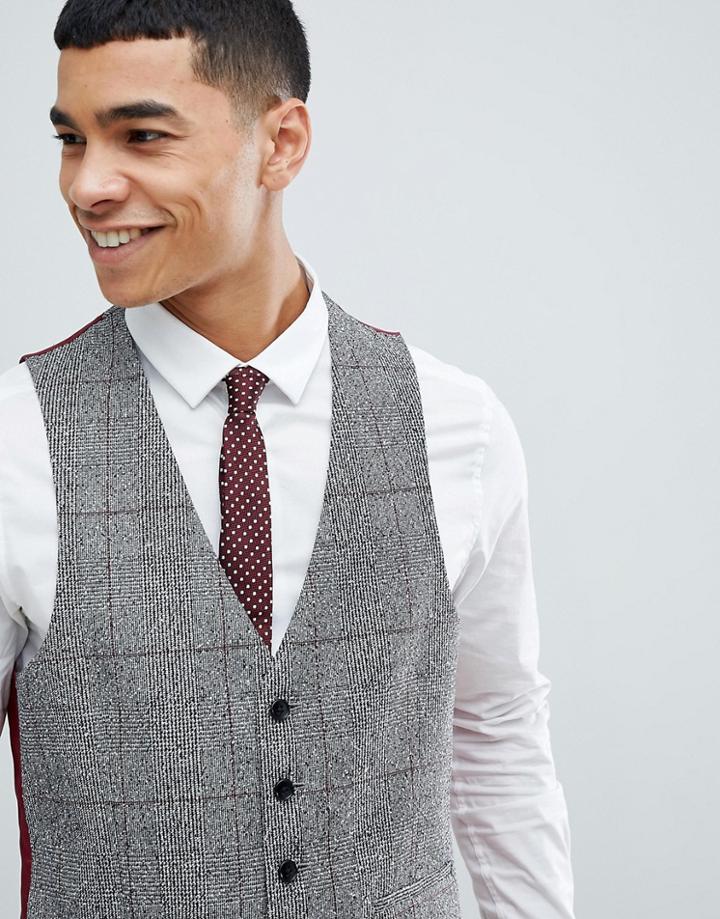 Moss London Skinny Vest In Check - Multi