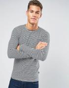 Lindbergh Long Sleeve Top With Stripe In White - White