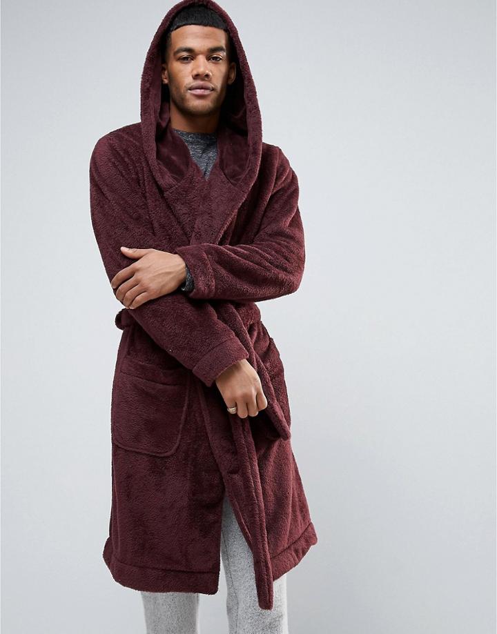 Asos Hooded Fleece Robe - Red