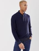 G-star Tain Shawl Neck Knitted Sweater In Navy