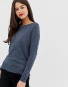 Vila Button Shoulder Sweater - Navy
