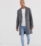 Asos Design Tall Wool Mix Overcoat In Light Gray