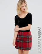 New Look Petite Scoop Back Velvet Top - Black
