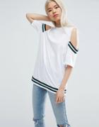 Asos T-shirt With Placed Stripe Insert - White