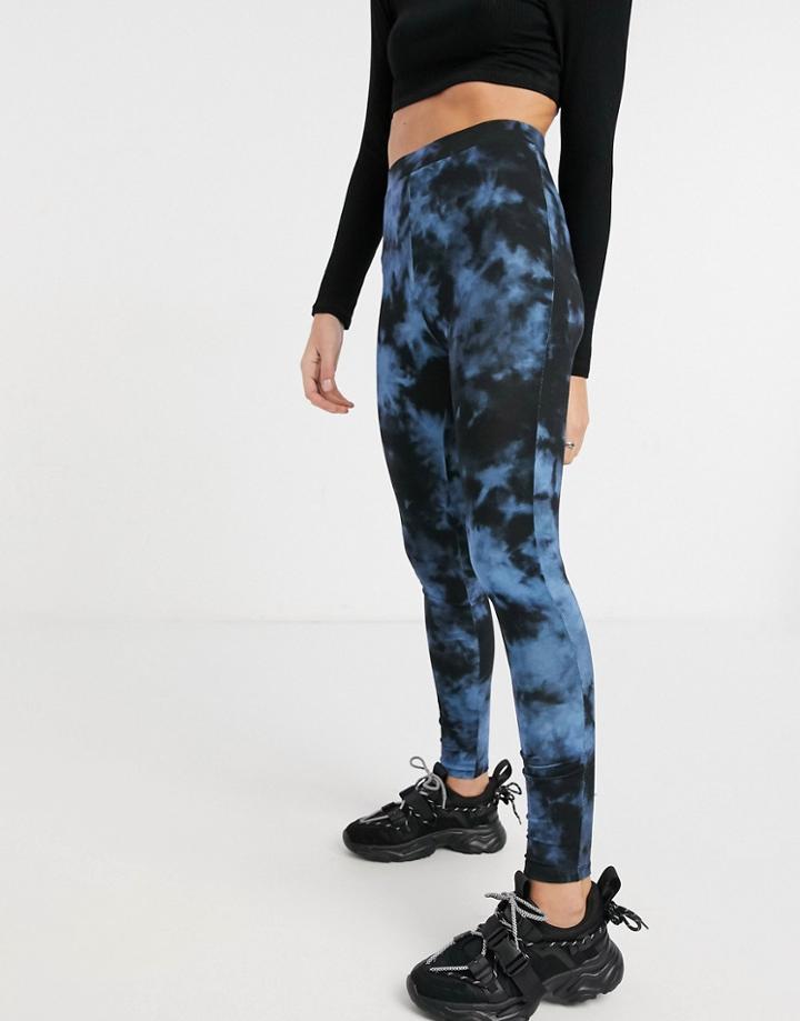 Asos Design Legging In Blue Tie Dye Print-multi