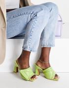 Topshop Rada Premium Leather Padded Heeled Sandals In Lime-green