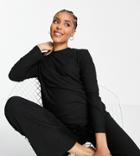 Asos Design Maternity Lounge Super Soft Rib Sweat & Wide Leg Pants Set In Black