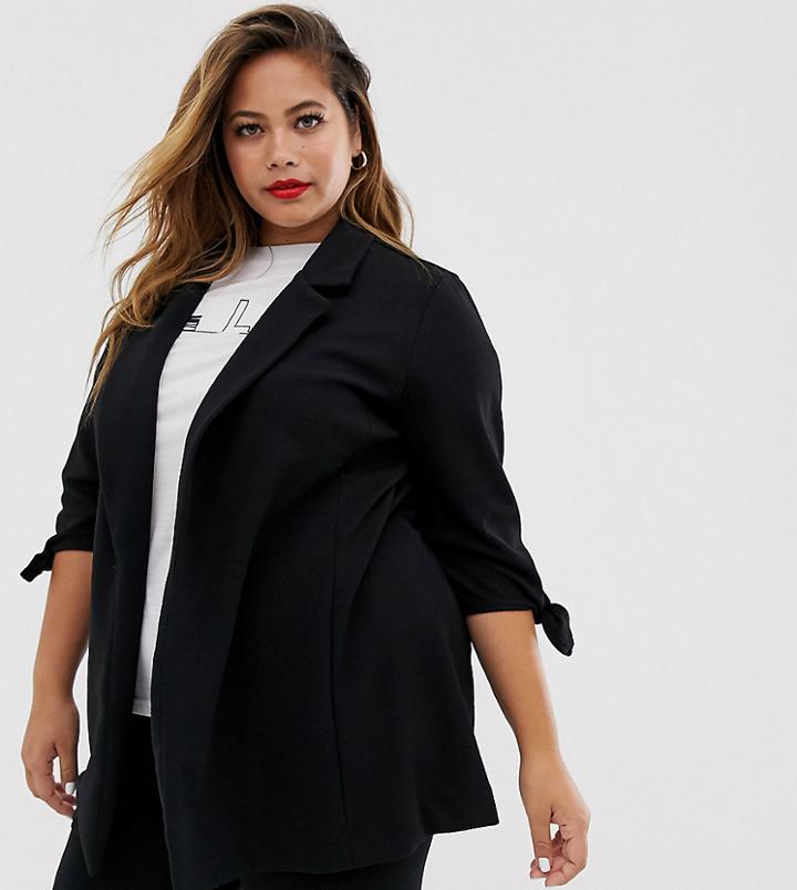 New Look Curve Oversized Blazer In Black - Black