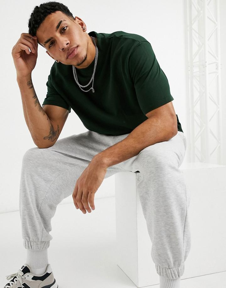 Topman High Neck T-shirt In Khaki-green
