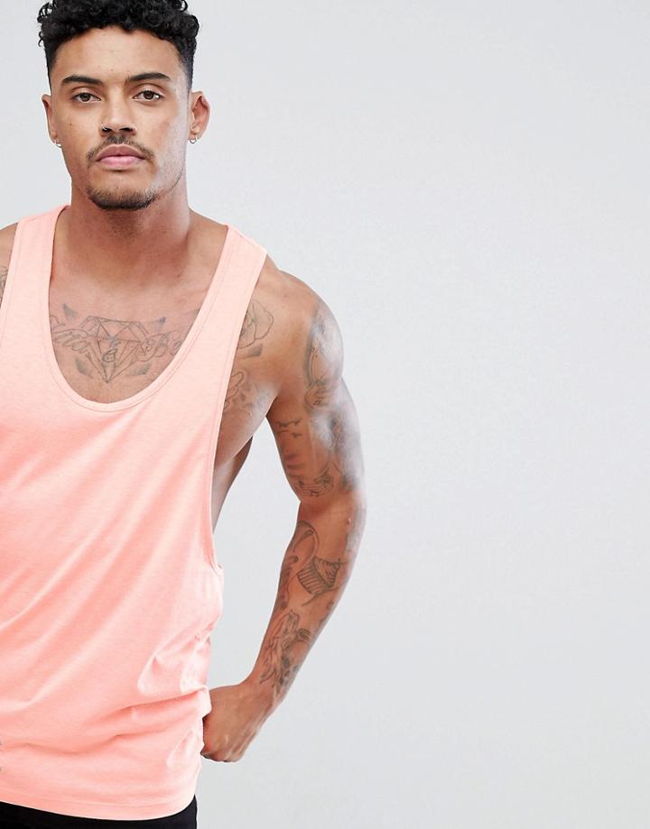 Asos Design Tank With Extreme Racer Back In Orange - Orange