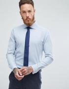 Asos Skinny Smart Textured Shirt With Double Cuff In Blue - Blue