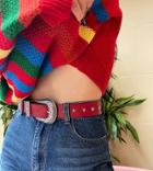 Labelrail X Sophia Hadjipanteli Faux Leather Star Belt In Red