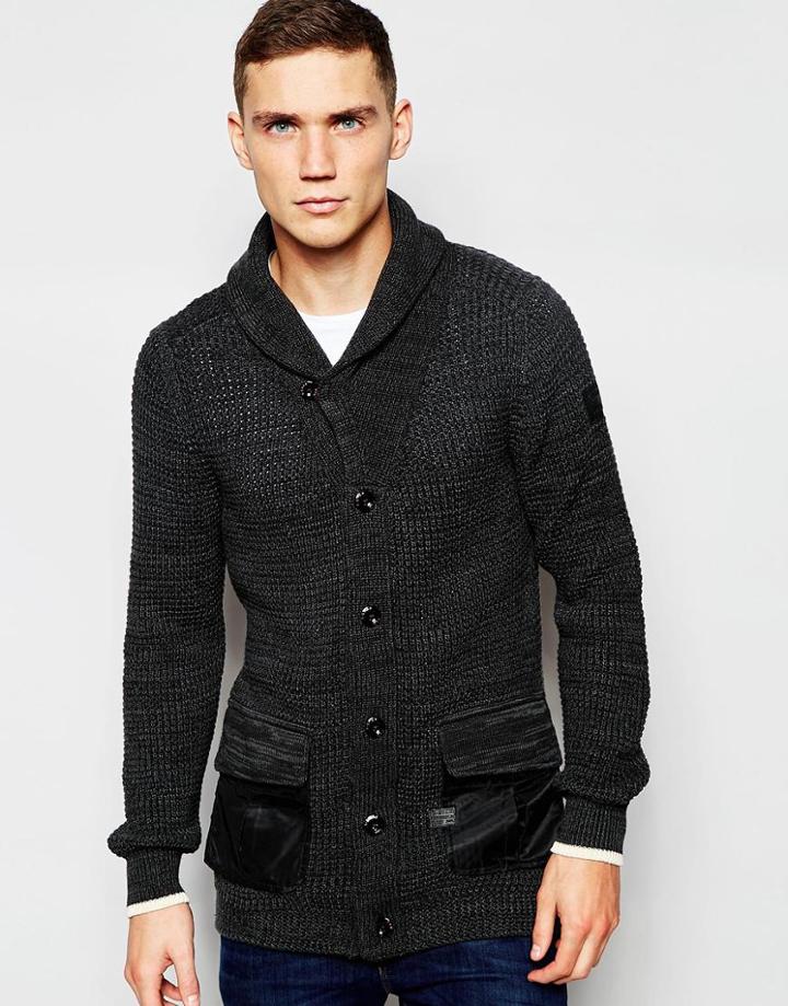 G-star Shawl Knit Cardigan Filler In Black/rover
