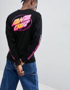 Santa Cruz Oval Dot Long Sleeve T-shirt With Back Print In Black - Black