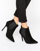 New Look Suedette High Heeled Ankle Boots - Black