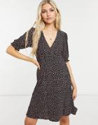 Oasis Tea Dress In Black Print-multi