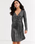 Pieces Jiddy Long Sleeve Glitter Skater Dress-black