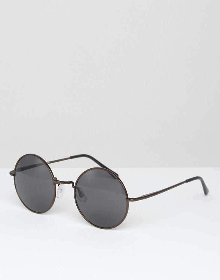 Asos Round Sunglasses In Burnished Copper - Brown