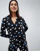 Asos Design Mix & Match Brush Stroke Pyjama Shirt In 100% Woven Modal - Multi