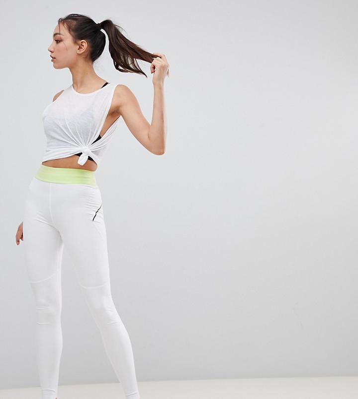Asos 4505 Tall Training Legging With Bonded Waistband And Laser Cut Technology - White