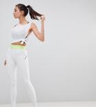 Asos 4505 Tall Training Legging With Bonded Waistband And Laser Cut Technology - White